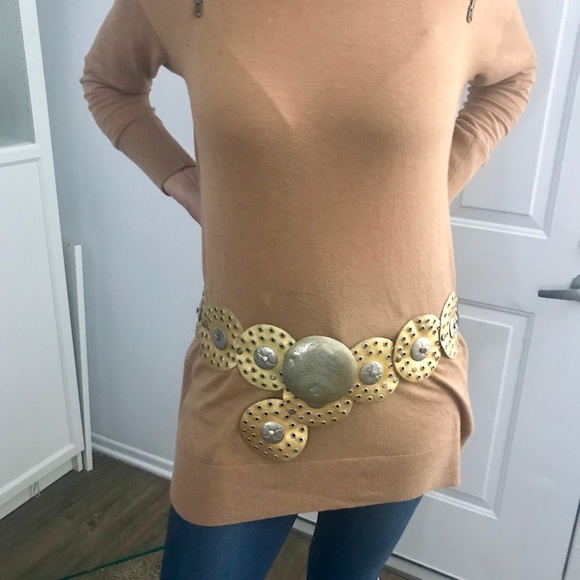 Accessories - FESTIVAL Gold Studded Moroccan Belt Real Leather